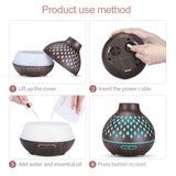 NNEDSZ Essential Oil Aroma Diffuser and Remote - 400ml Hollowed Wood Mist Humidifier