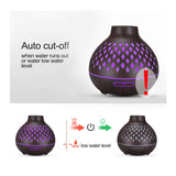 NNEDSZ Essential Oil Aroma Diffuser and Remote - 400ml Hollowed Wood Mist Humidifier
