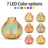 NNEDSZ Essential Oil Aroma Diffuser and Remote - 400ml Hollowed Wood Mist Humidifier