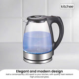 NNEDSZ 1.7L Electric Glass Kettle LED Blue Light 360 Automatic Cordless Water Boiling Jug