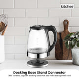 NNEDSZ 1.7L Electric Glass Kettle LED Blue Light 360 Automatic Cordless Water Boiling Jug