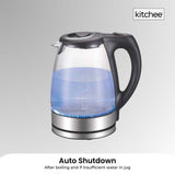 NNEDSZ 1.7L Electric Glass Kettle LED Blue Light 360 Automatic Cordless Water Boiling Jug