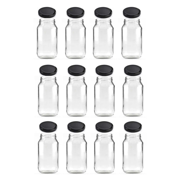 NNEDSZ 12x 750ml Flint Glass Jars + Twist Lids - Round Food Storage Preserving Jar