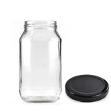 NNEDSZ 12x 750ml Flint Glass Jars + Twist Lids - Round Food Storage Preserving Jar