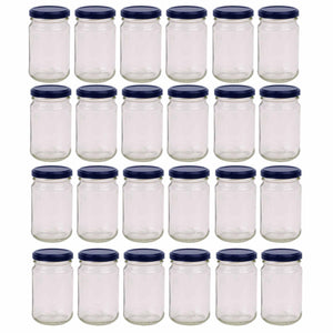 NNEDSZ 24x 375ml Flint Glass Jars + Twist Lids - Round Food Storage Preserving Jar