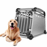 NNEDSZ Aluminium Dog Travel Crate 63x68x88cm - Large Pet Car Transport Cage  Kennel Box