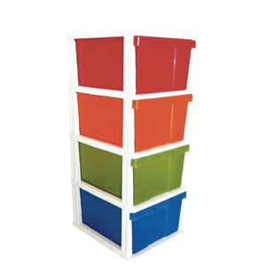 NNEDSZ 4 Drawer Multicolour Plastic Storage Unit 50x40x100cm Tallboy Cabinet Container