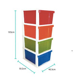 NNEDSZ 4 Drawer Multicolour Plastic Storage Unit 50x40x100cm Tallboy Cabinet Container