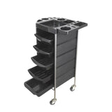 NNEDSZ 5 Drawer Hairdressing Trolley Black 90x30x36cm Hair Salon Beauty Rolling Cart