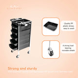 NNEDSZ 5 Drawer Hairdressing Trolley Black 90x30x36cm Hair Salon Beauty Rolling Cart