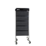 NNEDSZ 5 Drawer Hairdressing Trolley Black 90x30x36cm Hair Salon Beauty Rolling Cart