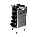 NNEDSZ 5 Drawer Hairdressing Trolley Black 90x30x36cm Hair Salon Beauty Rolling Cart