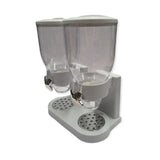 NNEDSZ 2 x 4L Double Cereal Dispenser White - Round Rice Grains Countertop Storage