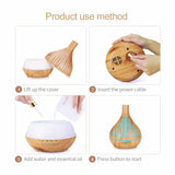 NNEDSZ Essential Oil Aroma Diffuser and Remote - 400ml Narrow Top Wood Mist Humidifier