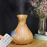 NNEDSZ Essential Oil Aroma Diffuser and Remote - 500ml Tulip Top Wood Mist Humidifier