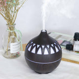NNEDSZ Essential Oil Aroma Diffuser - 180ml USB LED Dark Wood Mist Humidifier