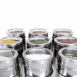 NNEDSZ 9 Magnetic Spice Jar Tins and Steel Rack - 150g Seasoning Storage Containers
