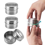 NNEDSZ 9 Magnetic Spice Jar Tins and Steel Rack - 150g Seasoning Storage Containers