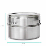 NNEDSZ 9 Magnetic Spice Jar Tins and Steel Rack - 150g Seasoning Storage Containers