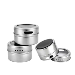 NNEDSZ 50x 150g Magnetic Spice Jar Stainless Steel Tin Herb Seasoning Storage Container