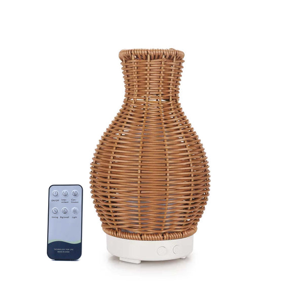 NNEDSZ Essential Oil Aroma Diffuser and Remote - 100ml Rattan Vase Mist Humidifier