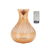 NNEDSZ Essential Oil Aroma Diffuser and Remote - 500ml Vase Tulip Wood Mist Humidifier
