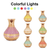 NNEDSZ Essential Oil Aroma Diffuser and Remote - 500ml Vase Tulip Wood Mist Humidifier