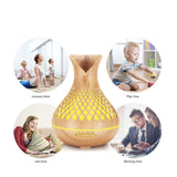 NNEDSZ Essential Oil Aroma Diffuser and Remote - 500ml Vase Tulip Wood Mist Humidifier