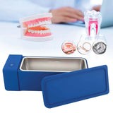 NNEDSZ 600ml Ultrasonic Jewellery Cleaner Mini Blue - Portable Personal Sonic Bath