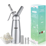NNEDSZ Cream Whipper Dispenser 250ml - Aluminium Canister and Decorating Nozzles