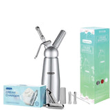 NNEDSZ Cream Whipper Dispenser 250ml + 50x NO2 Chargers - Aluminium Canister + Nozzles