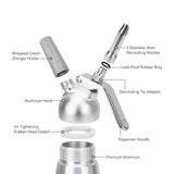 NNEDSZ Cream Whipper Dispenser 250ml + 50x NO2 Chargers - Aluminium Canister + Nozzles
