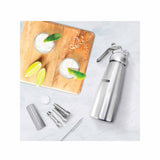 NNEDSZ Cream Whipper Dispenser 250ml + 50x NO2 Chargers - Aluminium Canister + Nozzles