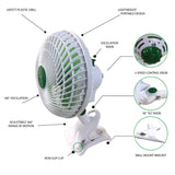 NNEDSZ Hydro Axis Oscillating Clip Fan 225mm - Grow Room Hydroponic Tent Ventilation