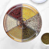 NNEDSZ 6 Grid Rotating Food Grain Dispenser 3.6L - Compartment Storage Container