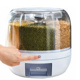 NNEDSZ 6 Grid Rotating Food Grain Dispenser 3.6L - Compartment Storage Container