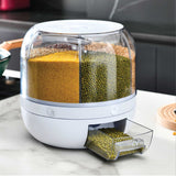 NNEDSZ 6 Grid Rotating Food Grain Dispenser 7.2L - Large Compartment Storage Container