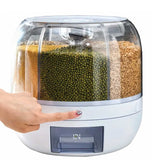 NNEDSZ 6 Grid Rotating Food Grain Dispenser 7.2L - Large Compartment Storage Container