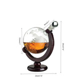NNEDSZ 850ml Whiskey or Wine Globe Glass Decanter Set - 2x Glasses + Wooden Stand