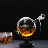 NNEDSZ 850ml Whiskey or Wine Globe Glass Decanter Set - 2x Glasses + Wooden Stand