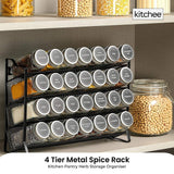 NNEDSZ 4 Tier Metal Spice Rack - Kitchen Pantry Herb Storage Organiser