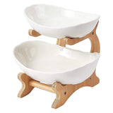 NNEDSZ 2 Tier Porcelain Fruit Bowl - Ceramic Vegetable Storage With Bamboo Stand