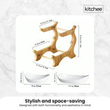 NNEDSZ 2 Tier Porcelain Fruit Bowl - Ceramic Vegetable Storage With Bamboo Stand