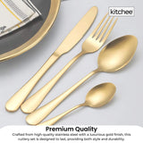 NNEDSZ 16 Piece Gold Cutlery Set - Stainless Steel Flatware Knife Fork Spoon Gift Box