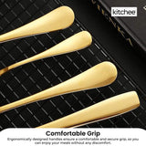 NNEDSZ 16 Piece Gold Cutlery Set - Stainless Steel Flatware Knife Fork Spoon Gift Box