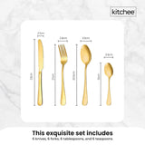 NNEDSZ 24 Piece Gold Cutlery Set - Stainless Steel Flatware Knife Fork Spoon Gift Box