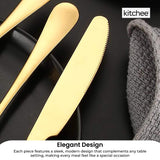 NNEDSZ 24 Piece Gold Cutlery Set - Stainless Steel Flatware Knife Fork Spoon Gift Box