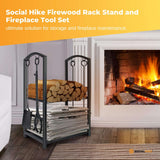 NNEDSZ Social Hike Firewood Rack Stand and Fireplace Tool Set for Log Holder Storage