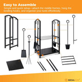 NNEDSZ Social Hike Firewood Rack Stand and Fireplace Tool Set for Log Holder Storage