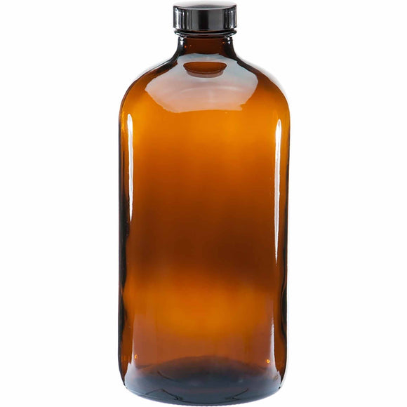 NNEDSZ 20 x 1L Amber Glass Boston Bottles Screw Cap Empty Essential Oil Bulk
